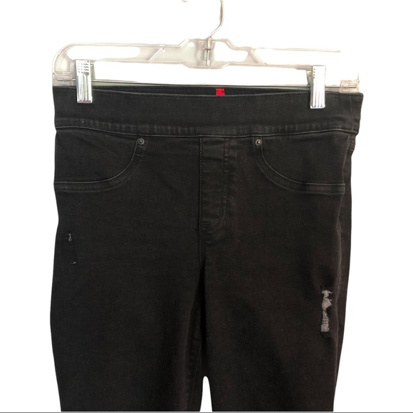 Spanx Black Distressed Skinny Jeans Jeggings Raw Edge Small - Picture 7 of 13